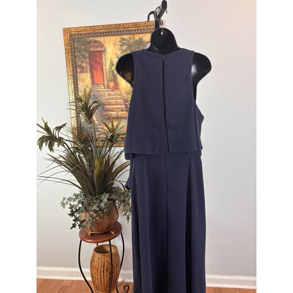 ASOS Bridesmaid's Maxi Dress Womens 12 Navy Lagenlook Fairy Goth Y2K Cape Top - Picture 10 of 15
